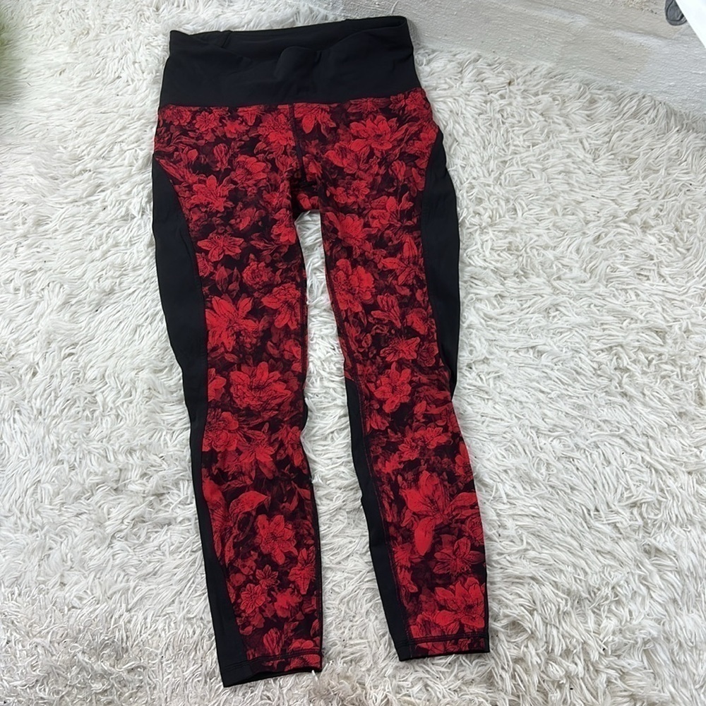 Lululemon Train Times Fast Pace Pant Special Edition 25" Carminetrue Red Black